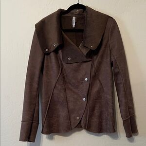 Brown Faux Suede Sherpa lined Women's Jacket